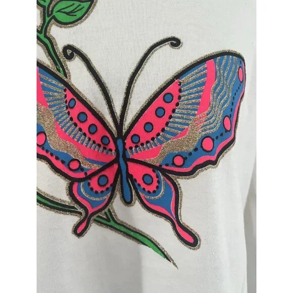 YES Clothing Co. Vintage 90s Y2K Fairy Neon Butterfly Crop T-Shirt One Size - Picture 6 of 11